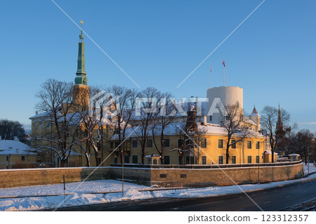 Old Medieval Riga Castle in Winter, Latvia 123312357