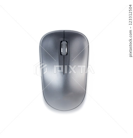 A black computer mouse isolated on a white background 123312504