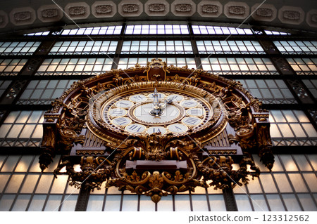 Low angle view of a stylish clock 123312562