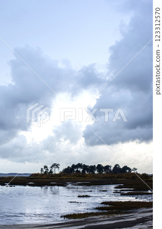 Shores of Arcachon Bay at low tide Shores of Arcachon Bay at low tide 123312570