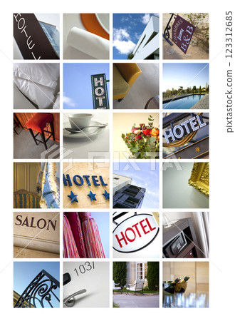Hotel images on a collage 123312685
