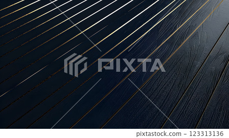 The abstract background has dark diagonal lines and stylish gold accents, projecting sophistication for various media applications. It blends elegance and chic visual appeal 123313136