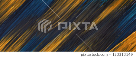 Abstract art background navy blue and dark golden colors. Watercolor painting on canvas with yellow strokes and splash. 123313149
