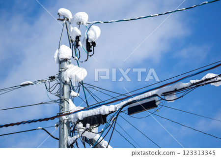 積雪覆蓋的電線桿 123313345