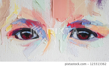 Vivid portrayal of expressive eyes capturing emotion with vibrant colors in oil painting Vivid portrayal of expressive eyes capturing emotion with vibrant colors in oil painting 123313362