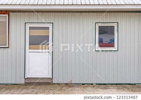 White Door Corrugated Shed White Door Corrugated Shed 123313487