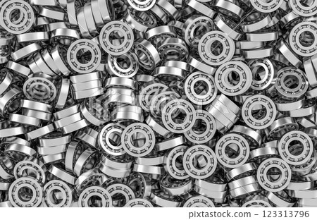 Ball bearings background, wallpaper. 3D rendering 123313796