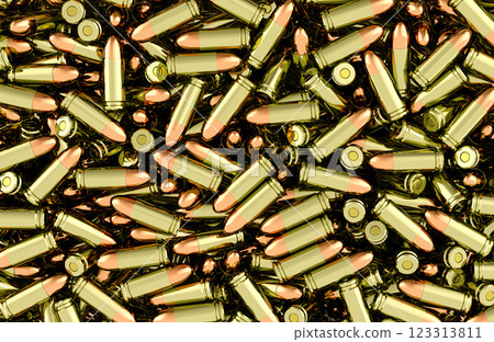 Pistol bullets background, wallpaper. 3D rendering Pistol bullets background, wallpaper. 3D rendering 123313811