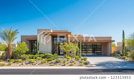 Modern Single Family Home with Frontyard 123313953