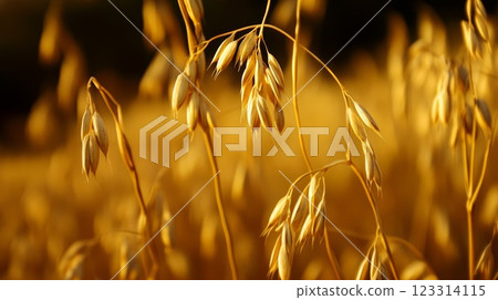 Ripened Oat Field at Sunset 123314115