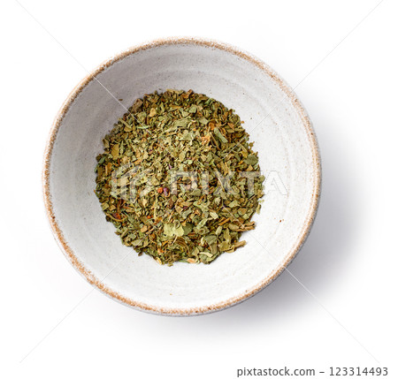 bowl of dried basil bowl of dried basil 123314493
