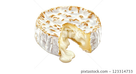 Creamy brie cheese with wedge removed isolated on transparent background 123314733