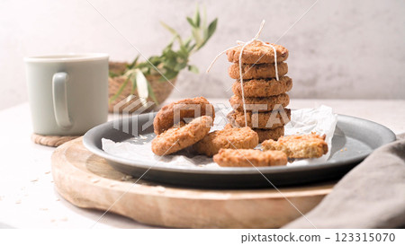 Breakfast concept with baked butter cookies 123315070