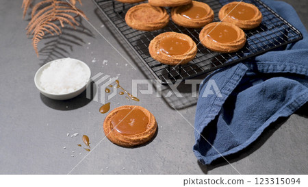 Biscuits with salted caramel Biscuits with salted caramel 123315094