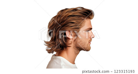Male profile with long hair isolated on transparent background Male profile with long hair isolated on transparent background 123315193