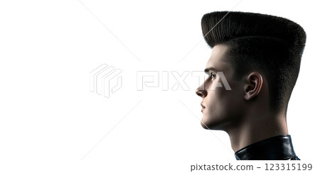 Male with stylish high-top fade hairstyle isolated on transparent background Male with stylish high-top fade hairstyle isolated on transparent background 123315199
