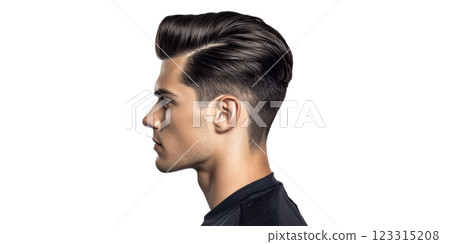 Male profile with styled hair isolated on transparent background Male profile with styled hair isolated on transparent background 123315208