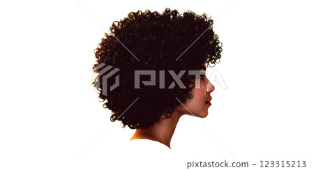 Curly hair profile isolated on transparent background 123315213