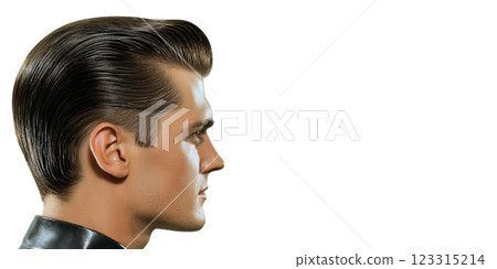 Male with slicked hair in profile view isolated on transparent background Male with slicked hair in profile view isolated on transparent background 123315214