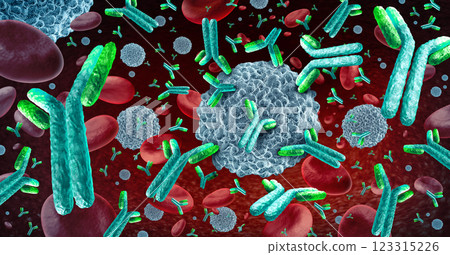 White Blood Cell And Antibody Immune System White Blood Cell And Antibody Immune System 123315226