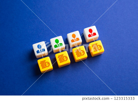 Employees and subordinates bringing profit. Competition of businessmen and entrepreneurs. Maximize efficiency, and outperform rivals. Fueling business growth 123315333