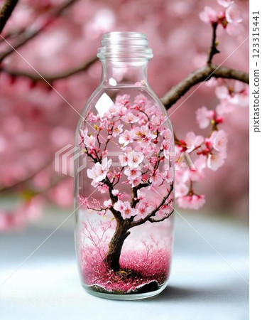 Cherry Blossom Bottle Flower World 123315441