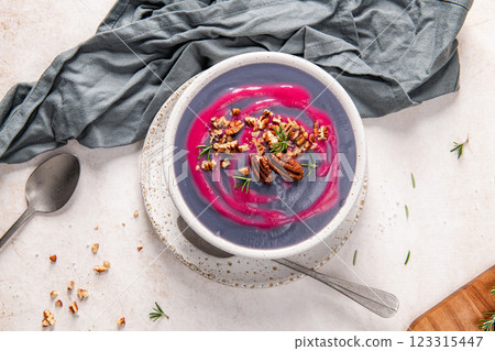 Purple Soup with Pecans and Rosemary Purple Soup with Pecans and Rosemary 123315447