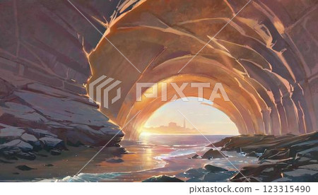 有洞穴的海岸 123315490