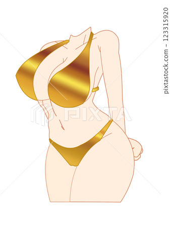 Big tits in golden bikini 123315920