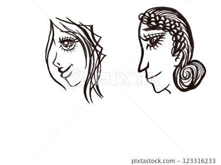 Stock Illustration: Profile (face only) / Face (face only) Stock Illustration: Profile (face only) / Face (face only) 123316233