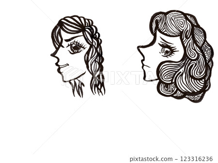 Stock Illustration: Profile (face only) / Face (face only) 123316236