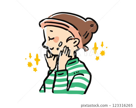 Smooth skin: Hand-drawn illustration of a woman doing skin care Smooth skin: Hand-drawn illustration of a woman doing skin care 123316265