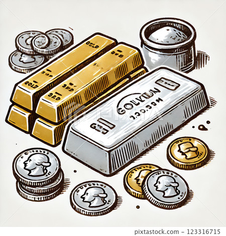 Gold, silver, platinum, gold coins 123316715