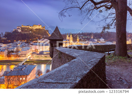 View of Salzburg with Hohensalzburg Fortress, Austria View of Salzburg with Hohensalzburg Fortress, Austria 123316794