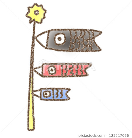 手繪的可愛鯉魚旗插圖 123317056