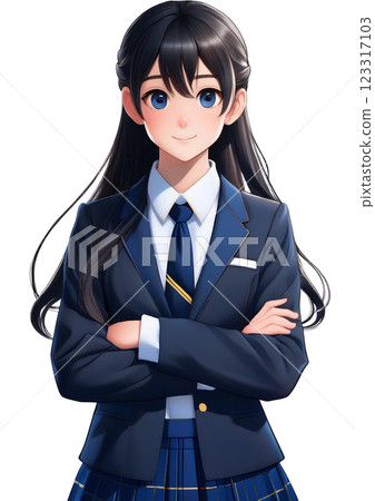 微笑著雙手交叉的高中女生 微笑著雙手交叉的高中女生 123317103