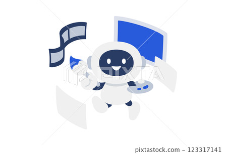 AI robot that generates images, illustrations, and videos [Vector illustration material] 123317141