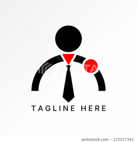 Logo design graphic concept creative premium vector stock image top sell simple human silhouette close up use tie on circle 360 degrees dress formal 123317341