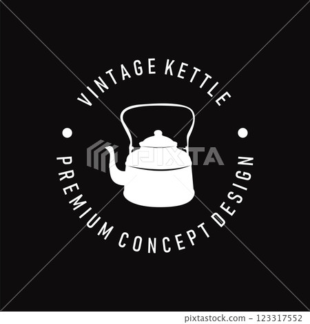 retro vintage silhouette design concept simple minimalist kettle logo product brand template 123317552