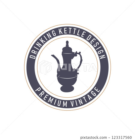 retro vintage silhouette design concept simple minimalist kettle logo product brand template 123317560