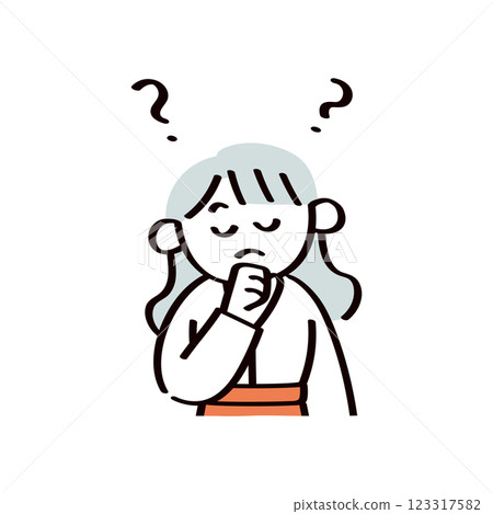 Illustration of a woman in doubt Illustration of a woman in doubt 123317582