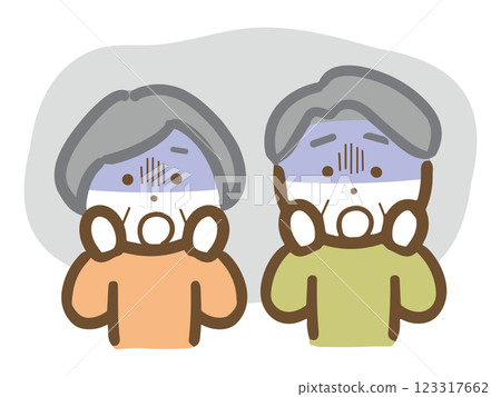 Senior couple surprised with pale faces (upper body) Senior couple surprised with pale faces (upper body) 123317662