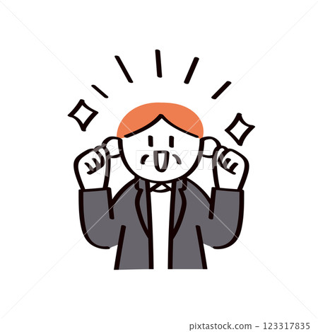 Illustration of a businessman doing a guts pose 123317835