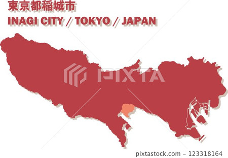 Map of Japan - Tokyo - Inagi city vector illustration map 123318164