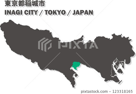 Map of Japan - Tokyo - Inagi city vector illustration map 123318165