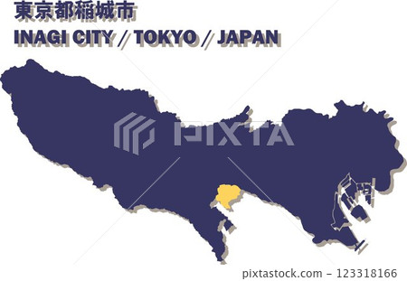 Map of Japan - Tokyo - Inagi city vector illustration map 123318166