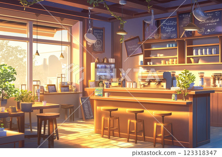 A calm cafe interior 123318347