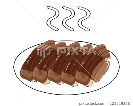 Illustration of spare ribs on a plate 2 123319226