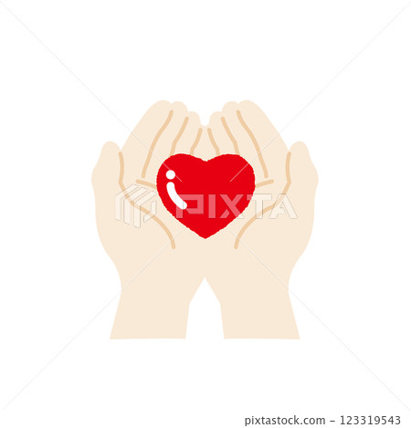 A hand wrapping a red heart A hand wrapping a red heart 123319543