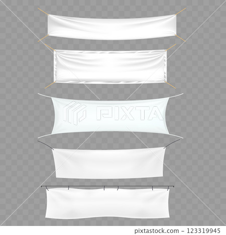 Hanging Blank Banners Fabric Design Vector Hanging Blank Banners Fabric Design Vector 123319945